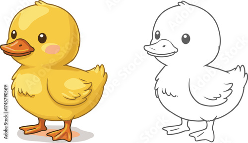 Wallpaper Mural Adorable Little Yellow Duckling Cartoon Character, Full Color and Black Outline Drawing, Cute Baby Bird Vector Illustration for Kids

 Torontodigital.ca