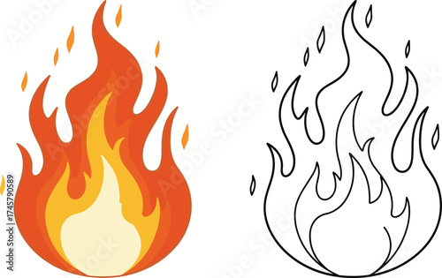Wallpaper Mural Bright Burning Fire Flames Vector Illustration, Full Color and Black Outline Drawing, Hot Element for Energy and Danger Concepts

 Torontodigital.ca