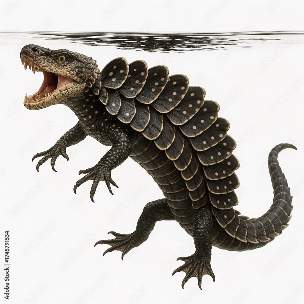 Fototapeta premium Armadilosaurus swimming under the water