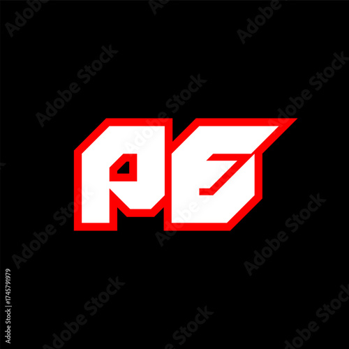 PE logo design, initial PE letter design with sci-fi style. PE logo for game, esport, Technology, Digital, Community or Business. P E sport modern Italic alphabet font. Typography urban style fonts.