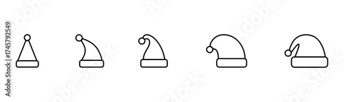 Simple set of christmas hat icons in trendy line style. Modern vector symbols, isolated on a white background. Linear pictogram pack. Line icons collection for web apps and mobile concept.


