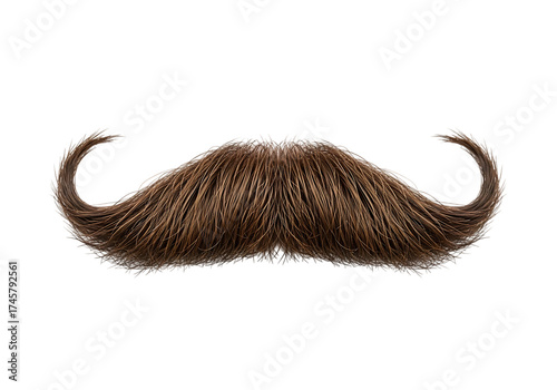Brown handlebar mustache isolated on transparent background