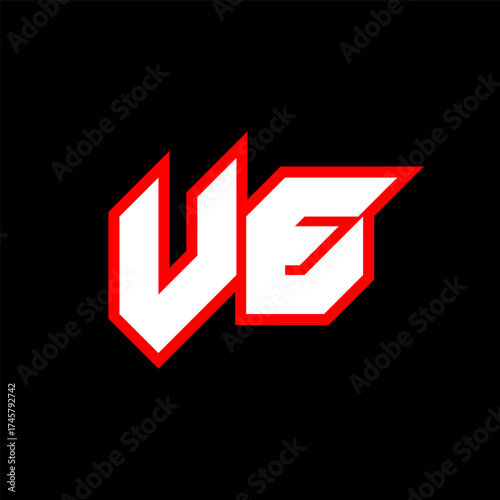 VE logo design, initial VE letter design with sci-fi style. VE logo for game, esport, Technology, Digital, Community or Business. V E sport modern Italic alphabet font. Typography urban style fonts.