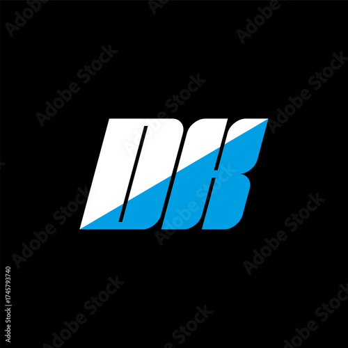 DK letter logo design on black background. DK creative initials letter logo concept. dk icon design. DK white and blue letter icon design on black background. D K