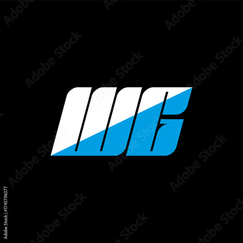 WG letter logo design on black background. WG creative initials letter logo concept. WG icon design. WG white and blue letter icon design on black background. W G