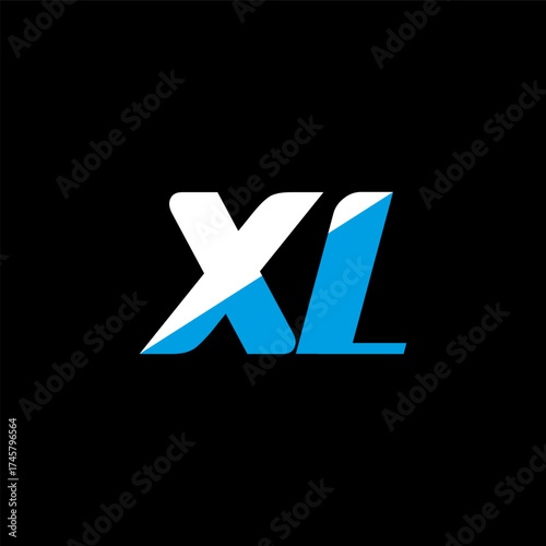 XL letter logo design on black background. XL creative initials letter logo concept. XL icon design. XL white and blue letter icon design on black background. X L