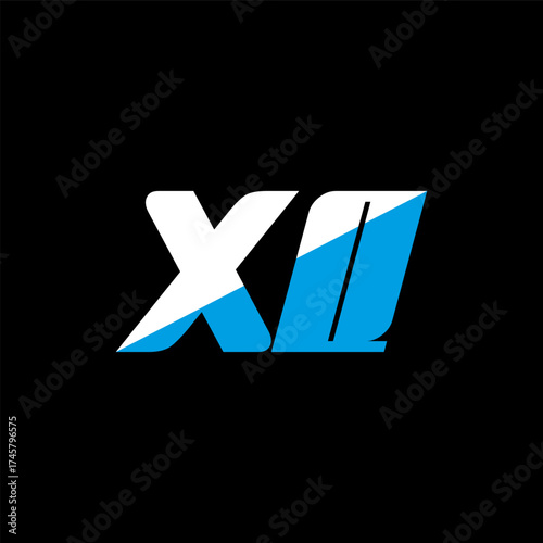 XQ letter logo design on black background. XQ creative initials letter logo concept. XQ icon design. XQ white and blue letter icon design on black background. X Q