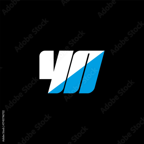 YN letter logo design on black background. YN creative initials letter logo concept. YN icon design. YN white and blue letter icon design on black background. Y N