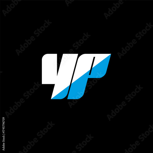 YQ letter logo design on black background. YQ creative initials letter logo concept. YQ icon design. YQ white and blue letter icon design on black background. Y Q
