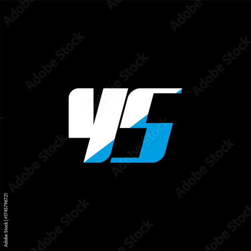 YS letter logo design on black background. YS creative initials letter logo concept. YS icon design. YS white and blue letter icon design on black background. Y S