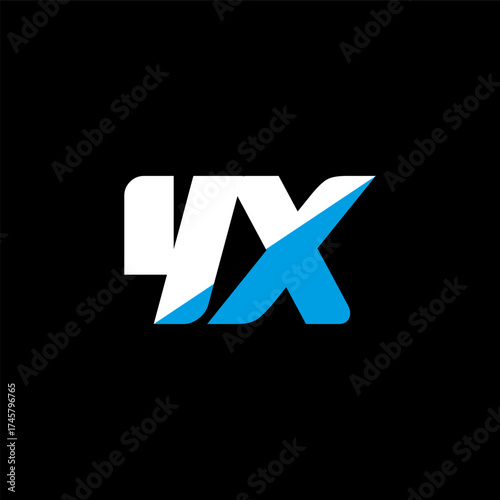 YX letter logo design on black background. YX creative initials letter logo concept. YX icon design. YX white and blue letter icon design on black background. Y X
