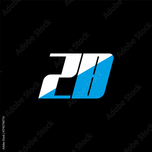 ZB letter logo design on black background. ZB creative initials letter logo concept. ZB icon design. ZB white and blue letter icon design on black background. Z B
