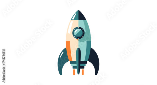 Cartoon Rocket Ship Ready for Launch with Retro Design Elements.