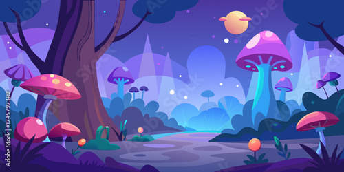 fantasy landscape with flowers and butterflies