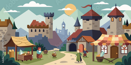 fairy tale castle vector illustration