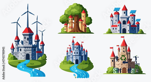 Collection of various castles with different architectural styles and designs.