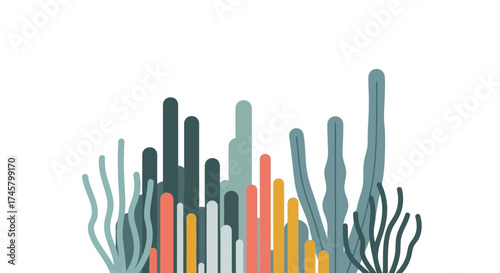 Colorful abstract coral reef or underwater plant illustration.