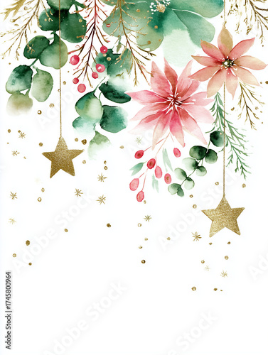 Christmas elegant watercolor holiday card