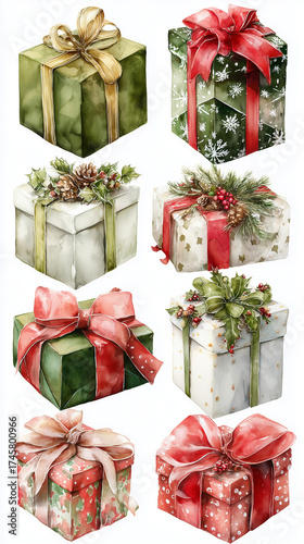 Christmas elegant watercolor holiday card