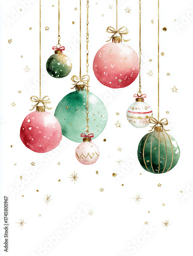 Christmas elegant watercolor holiday card