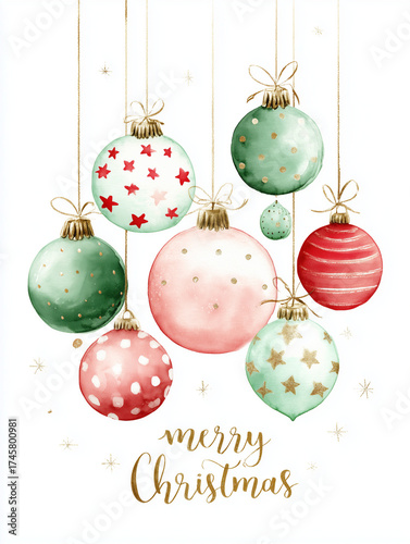 Christmas elegant watercolor holiday card