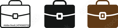 Three briefcase icons in different colors representing business and profession