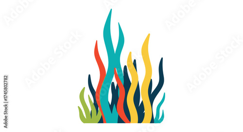 Colorful Seaweed Illustration - Vibrant Aquatic Plant Life.