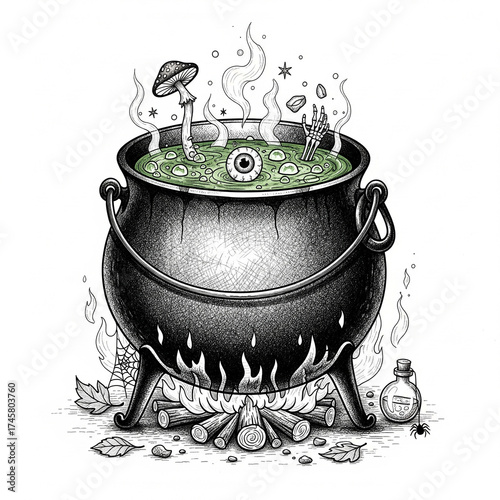 Dessin d'un chaudron bouillant