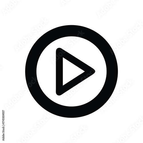 Free Download Minimal Black Play Icon in Circle - Media Button - GFXLoad