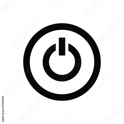 Minimal Black Power Icon in Circle - On Off Symbol
