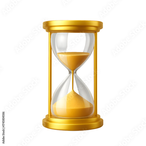 Realistic 3D hourglass icon representing time management and countdown concepts.