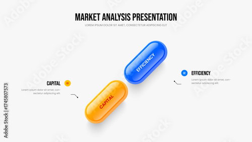 Creative Report Frame Design Vector Illustration. Financial Plan 2 Element Diagram Slide Template. Visual Analysis Two Step Infographic Slideshow Layout.