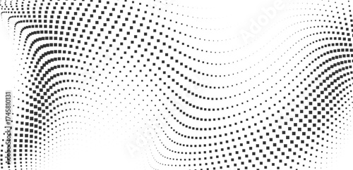 Dynamic Abstract Grayscale Halftone Square Pixel Background Vector Illustration Flowing 3D Wave Pattern for Modern Technology and Business Presentation Backdrop
