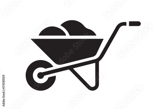 Wheelbarrow icon, Wheelbarrow solid vector design