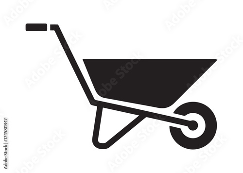 Wheelbarrow icon, Wheelbarrow solid vector design