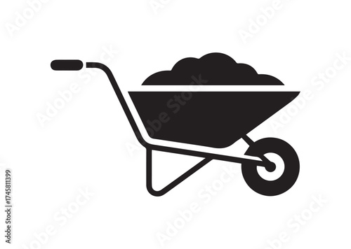 Wheelbarrow icon, Wheelbarrow solid vector design