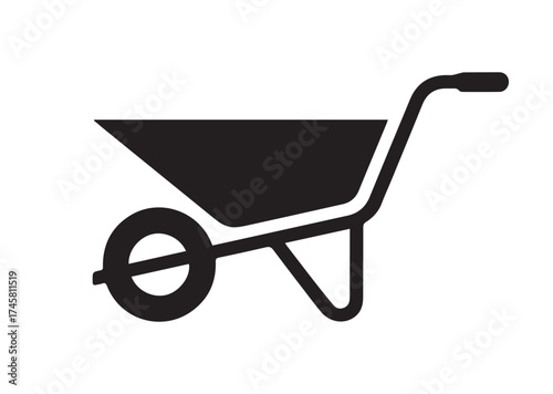 Wheelbarrow icon, Wheelbarrow solid vector design