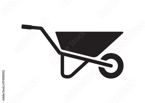 Wheelbarrow icon, Wheelbarrow solid vector design