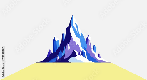 Majestic icy mountain peak against a bright sky, stunning natural beauty.