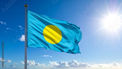 National flag waving in a clear blue sky (3)