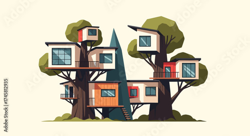 Modern Treehouses Community with Contemporary Design.