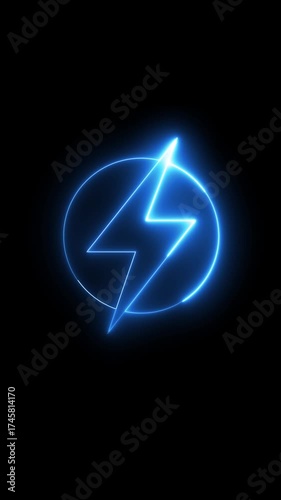Blue electric lightning sign animation