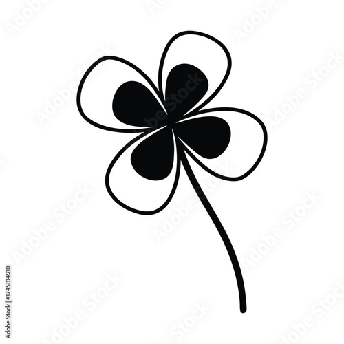 Clover flower head black silhouette vector art illustration