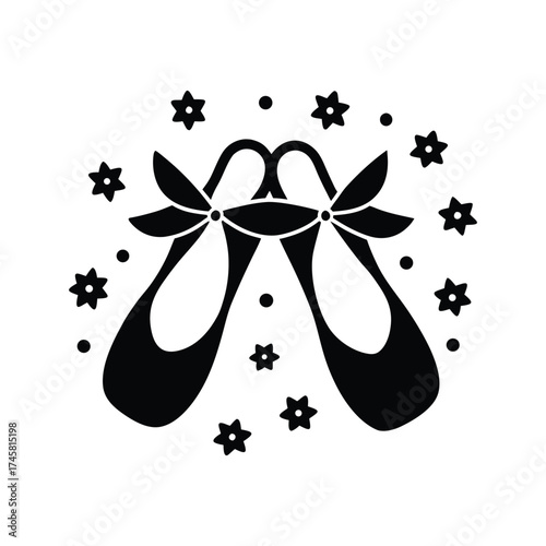 Elegant ballet flats black silhouette vector art illustration