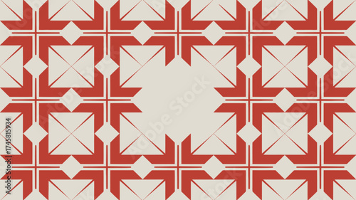 Elegant geometric pattern with terracotta shapes on a beige background brings a touch of modern sophistication to your next project