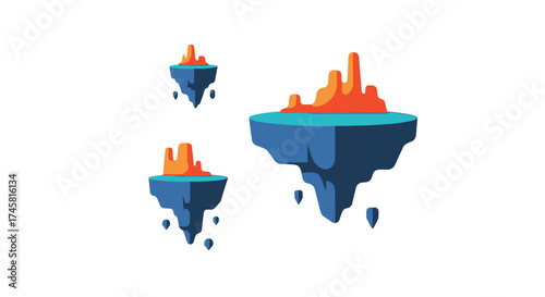 Set of Stylized Floating Islands for a Fantasy Video Game.