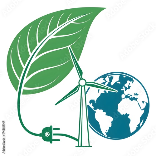 Green Energy and Sustainability Concept with Leaf Wind Turbine