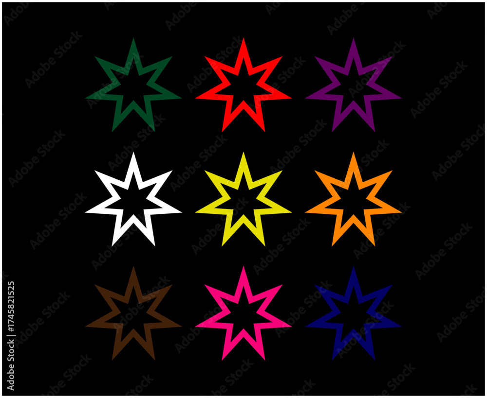 Obraz premium Star Shape Icon Outline Collection Milticolor Design Element Vector Illustration
