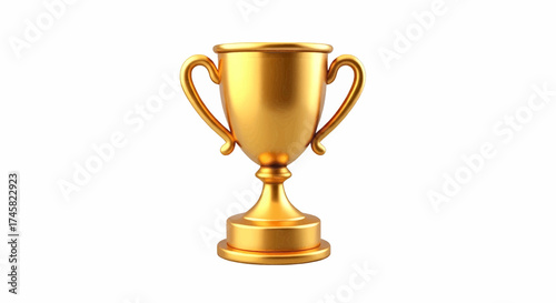 Shining trophy for a winner's first place victory. A golden cup award for championship success in pop art style