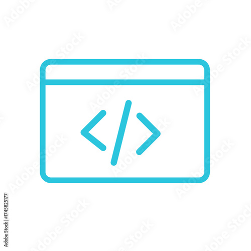 Code window Icon, Isolated on White Background, Blue Icon